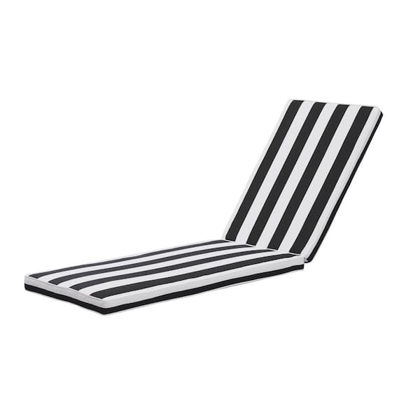 Unbranded 74.5 in. x 22 in. Outdoor Replacement Chaise Lounge Seat Cushion, Black Striped