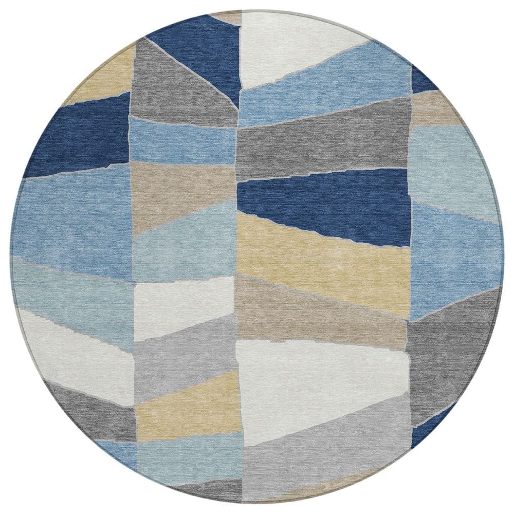 Chantille Machine Washable Indoor/Outdoor Abstract ACN2836 Navy 8 ft. x 8 ft. Round Rug price history on PriceWatchPro