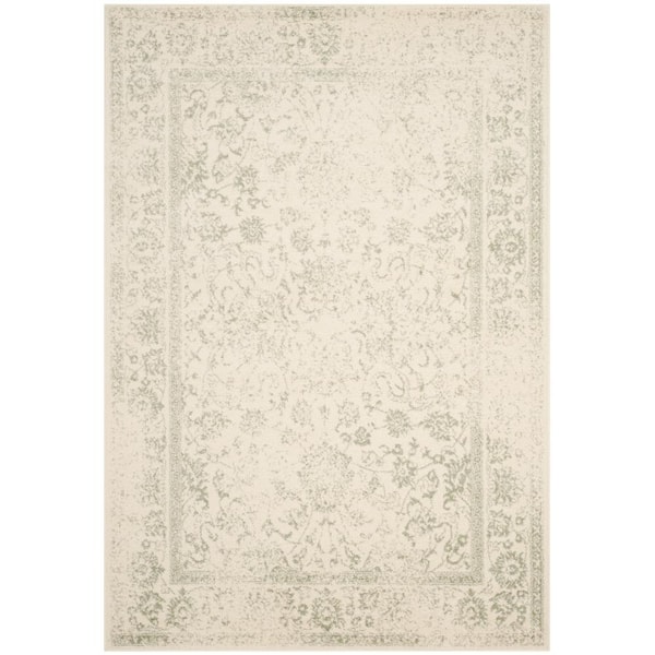 Adirondack Ivory/Sage 6 ft. x 8 ft. Border Distressed Area Rug
