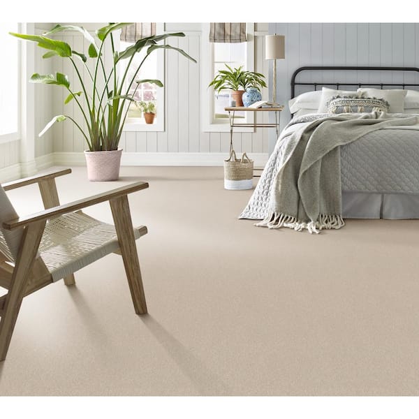 Home Decorators Collection House Party II - Linen - Beige 51.5 oz.  Polyester Texture Installed Carpet HDF5048116 - The Home Depot