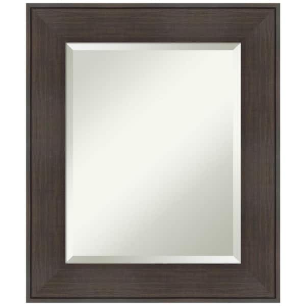 Amanti Art William Rustic Woodgrain 22.25 in. x 26.25 in. Rustic Rectangle Framed Espresso Bathroom Vanity Mirror