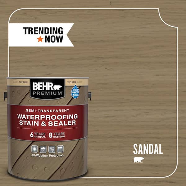 BEHR PREMIUM 1 gal. #ST-121 Sandal Semi-Transparent Waterproofing Exterior Wood Stain and Sealer