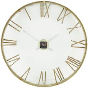 Gold Metal Wall Clock with Textured Glass Backing