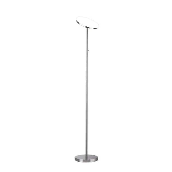 DAYLIGHT24 71 in. Brushed nickel finish 1 Light 5000 Lumens Dimmable Adjustable Head Torchiere Floor Lamp