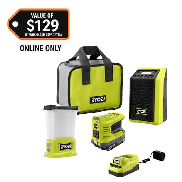 ONE+ 18V Cordless 3-Tool Storm Combo Kit with Radio, Area Light, Power Inverter, 2.0 Ah Battery, and Charger