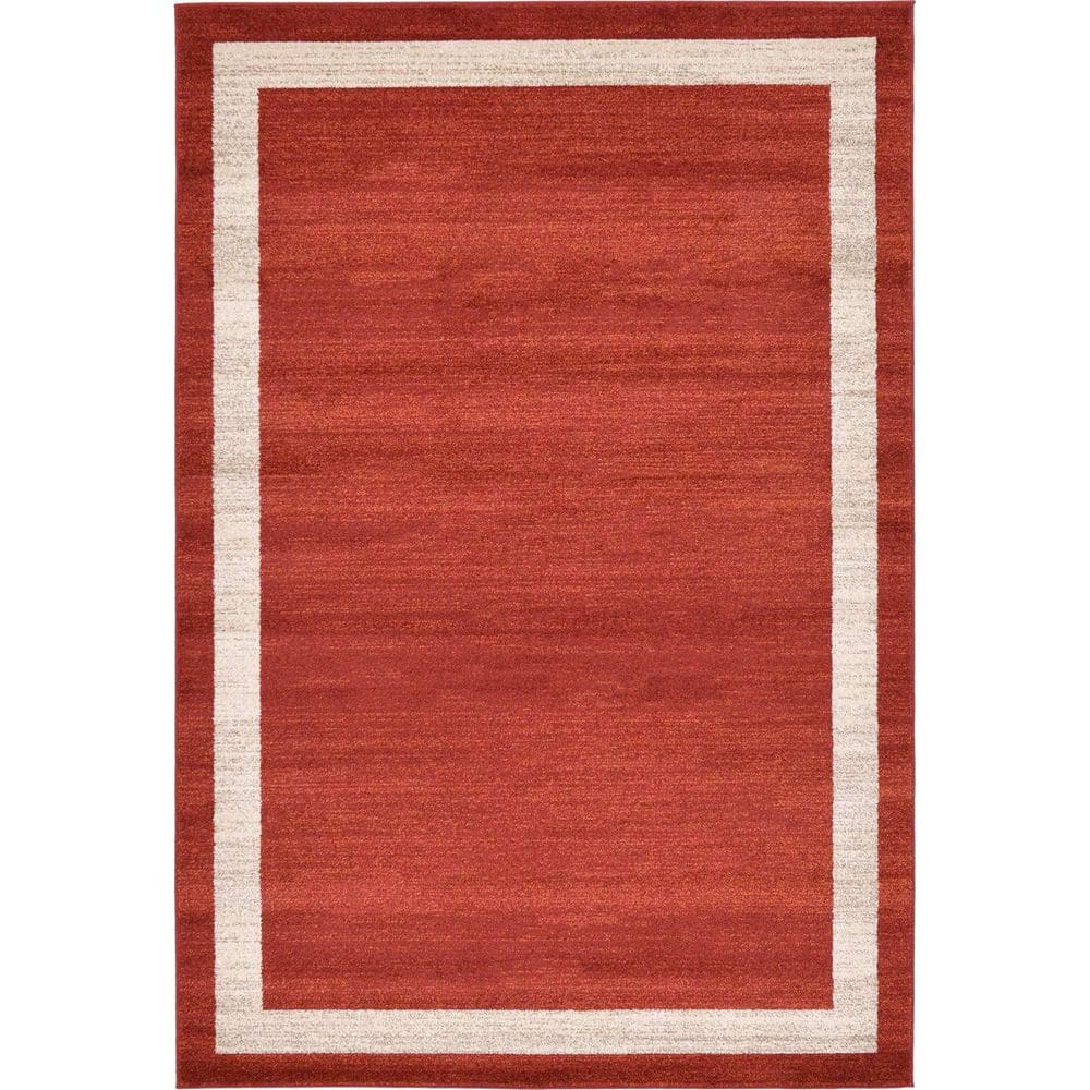 Red Polypropylene 6 ft. x 9 ft. Solid Color Indoor Area Rug