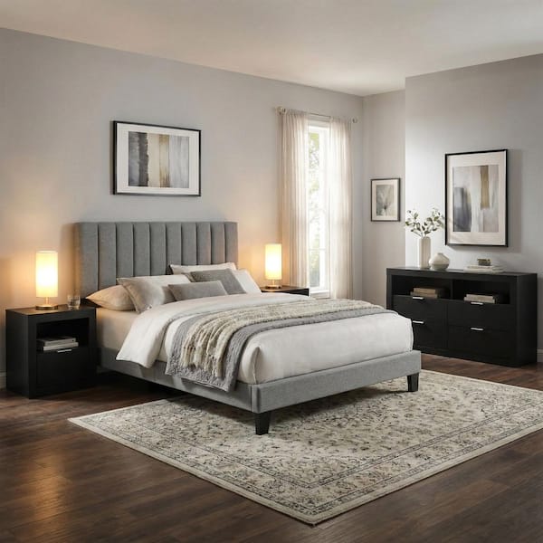 gray and black dresser Furniture of America Davenly 4-Piece Black/Grey Wood Frame Upholstered King Panel Bedroom Set with 2 Nightstands N72026BKEK-2NSD Easy Dress Sewing Patterns: Deepika Padukone all expertly crafted from Pay With:340 Qs (Silkroll Fee: $8.50)