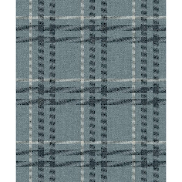 Light Blue Calverlay Plaid Vinyl Peel and Stick Wallpaper Roll (31.35 sq. ft.)