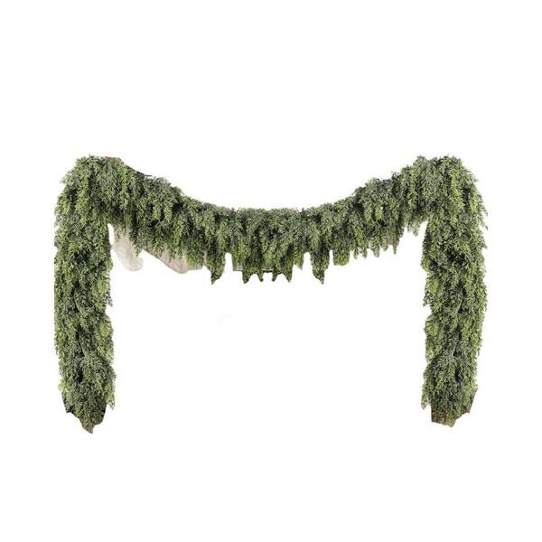 A 9FT Artificial cedar Christmas Garland with pre-lit lights.