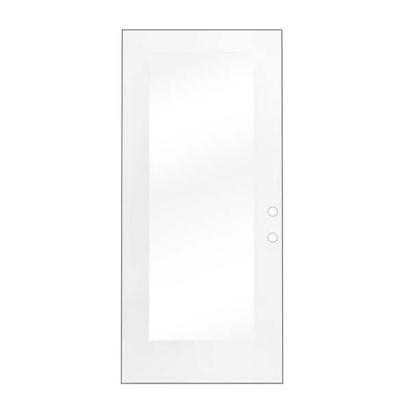 36 in. x 80 in. Left-Hand/Inswing Full Lite Clear Glass Primed White Smooth Fiberglass Front Door Slab
