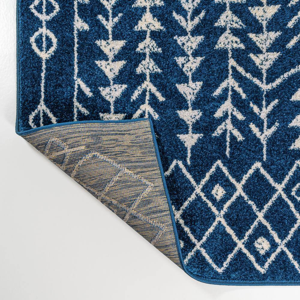 Navy and Cream Synthetic Moroccan Geometric 3' x 5' Area Rug