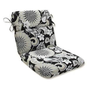 Floral Outdoor/Indoor 21 in. W x 3 in. H Deep Seat, 1-Piece Chair Cushion with Round Corners in Black/White Sophia