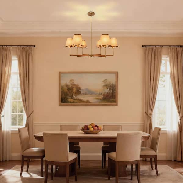 レモン様 Emeritpro 6-Light Champagne Gold Traditional Chandelier with Woven