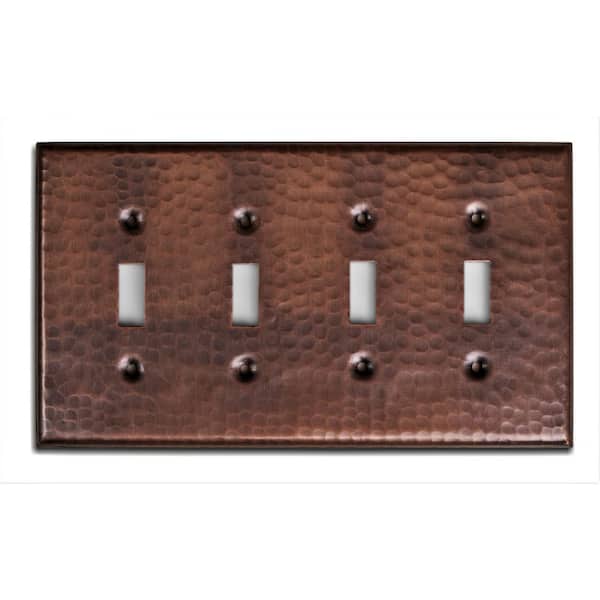 Monarch Abode Pure Copper Hand Hammered Quad Toggle Wall Plate