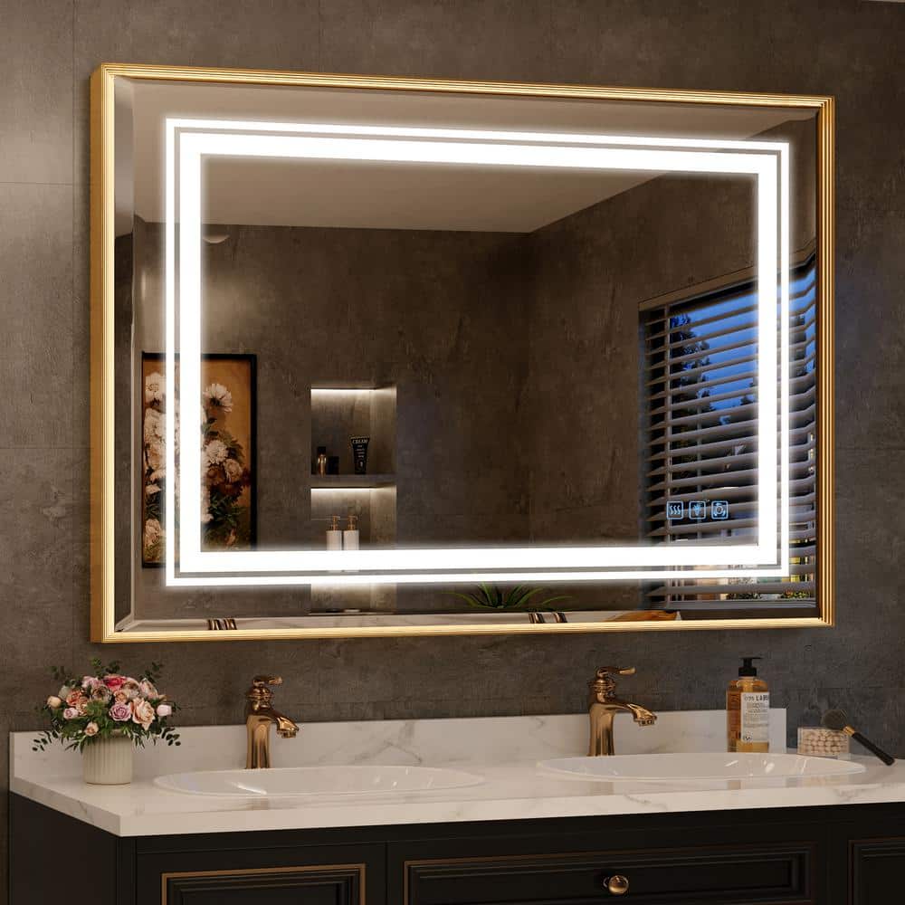 メナードEMBELLIR FAMYYT 40 in. W x 30 in. H Rectangular Aluminum Framed Dimmable
