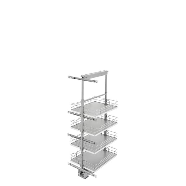 Rev-A-Shelf 16 in. Chrome Gray Solid Bottom Pantry Pullout with Soft Close