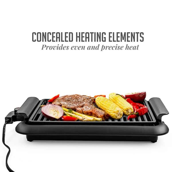 OVENTE 225 sq. in. Cast Iron Black Electric Grill with Non Stick Plates GD1510NLB - The Home Depot