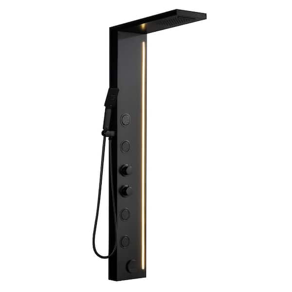 Single Handle 6-Spray Shower Faucet 2.5 Gpm with Adjustable Flow Rate in Matte Black