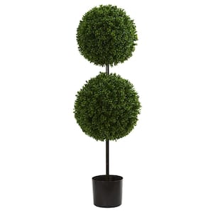 3.5 in. UV Resistant Indoor/Outdoor Boxwood Double Ball Artificial Topiary Tree