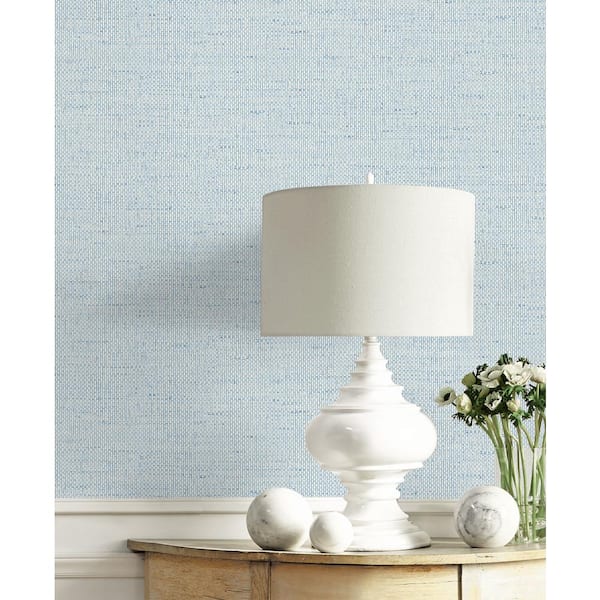60.75 sq. ft. Coastal Haven Sea Breeze Kaya Faux Paperweave Embossed Vinyl Unpasted Wallpaper Roll