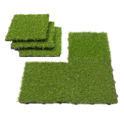 Evergreen 12 in. x 12 in. Green Artificial Turf Interlocking Grass Tiles (6-Pack)