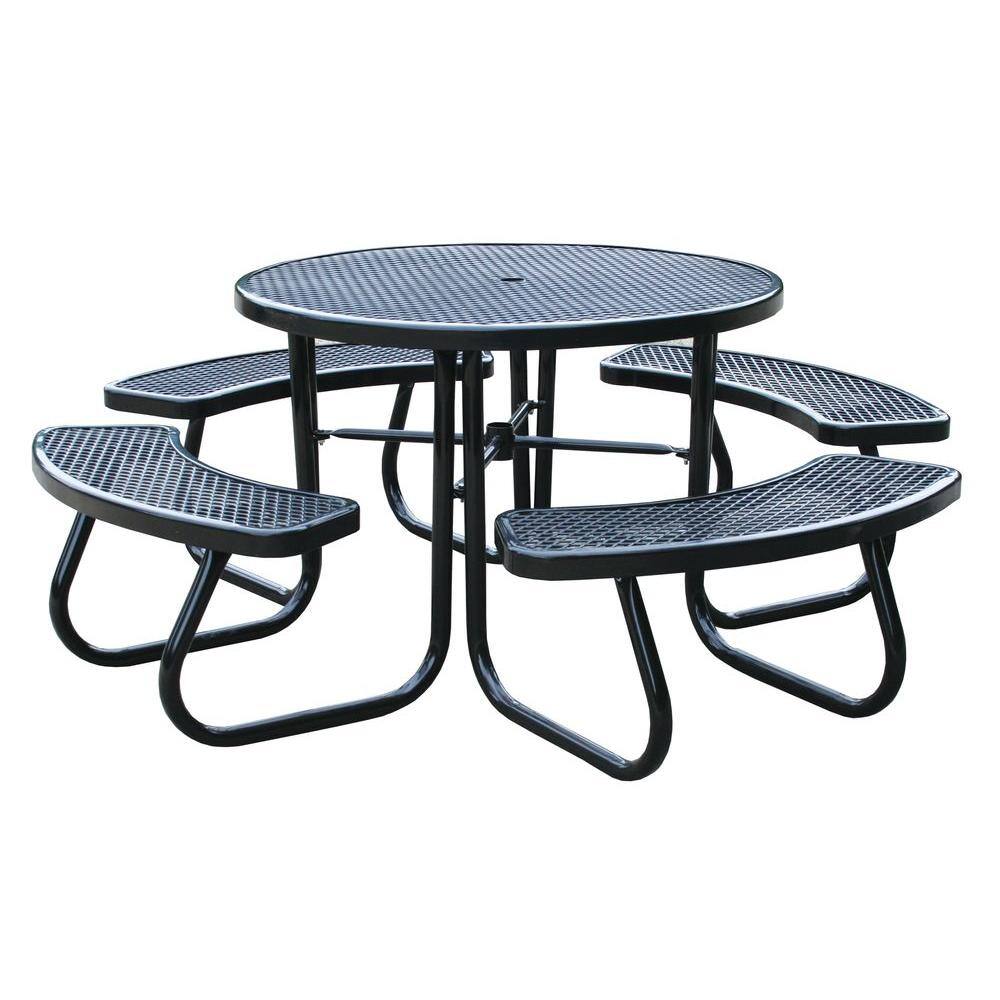 46 in. Black Picnic Table with Built-In Umbrella Support price history on PriceWatchPro
