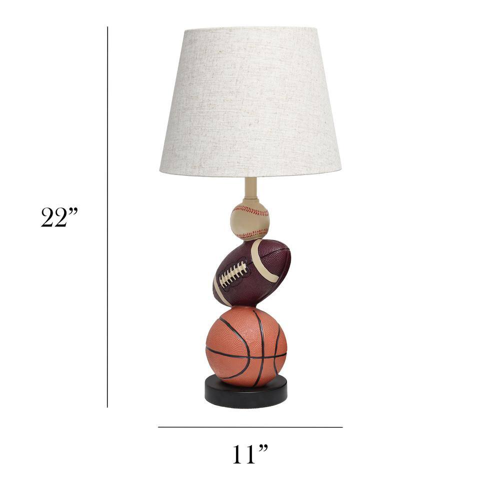 22" White Polyresin Sports Combo Table Lamp for Kids