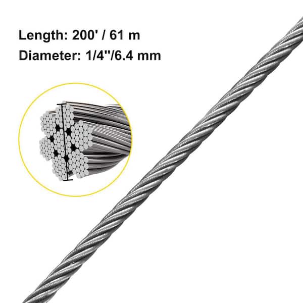 Everbilt 1/4 in. x 1 ft. Stainless Steel Uncoated Wire Rope 809796 - The Home Depot