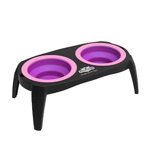 16 oz. Silicone Elevated Pet Bowls with Nonslip Stand in Pink
