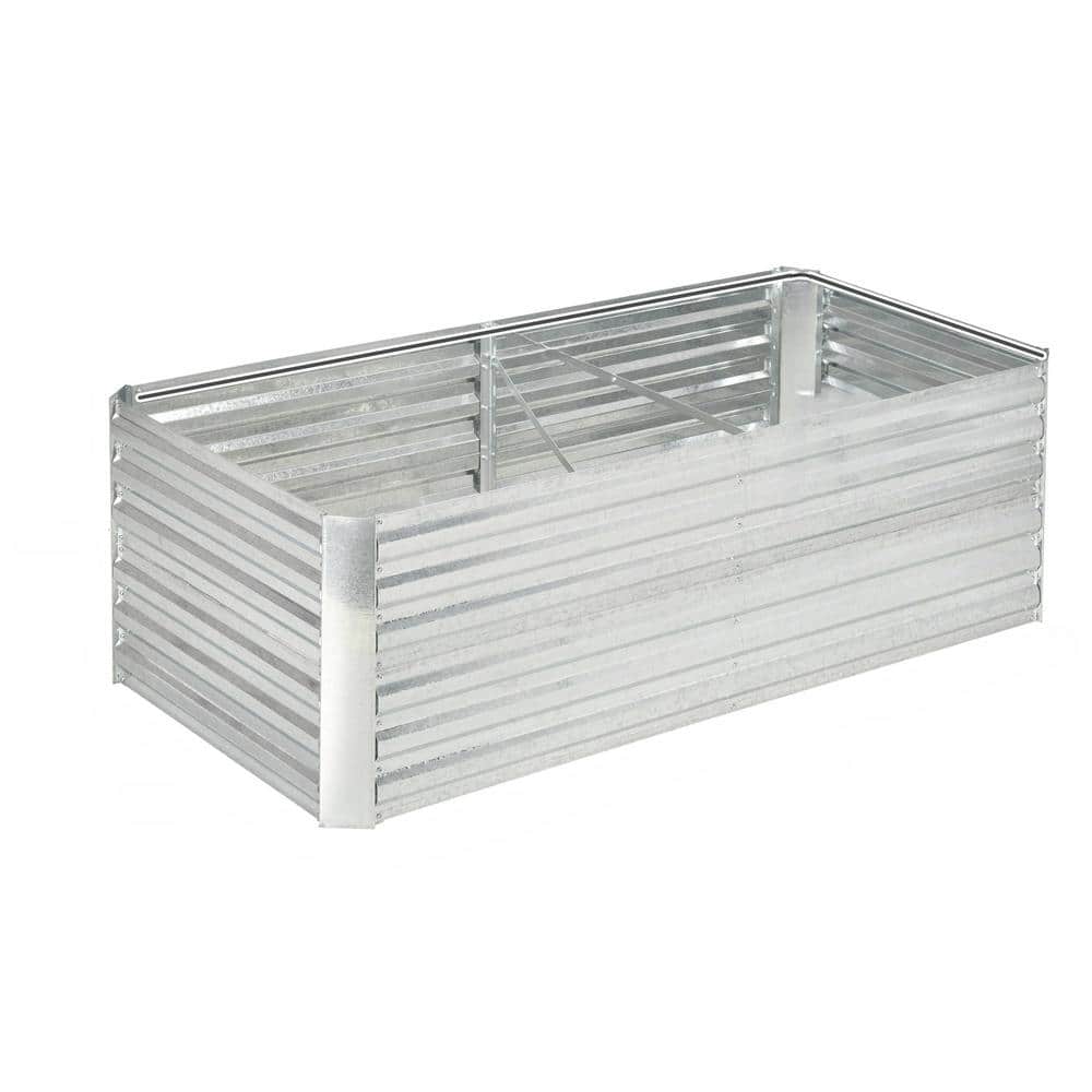 70.8 in. Silver Steel Rectangular Outdoor Planter Raised Beds with Reinforcing Bars for Growing Vegetables Flowers Herbs price history on PriceWatchPro
