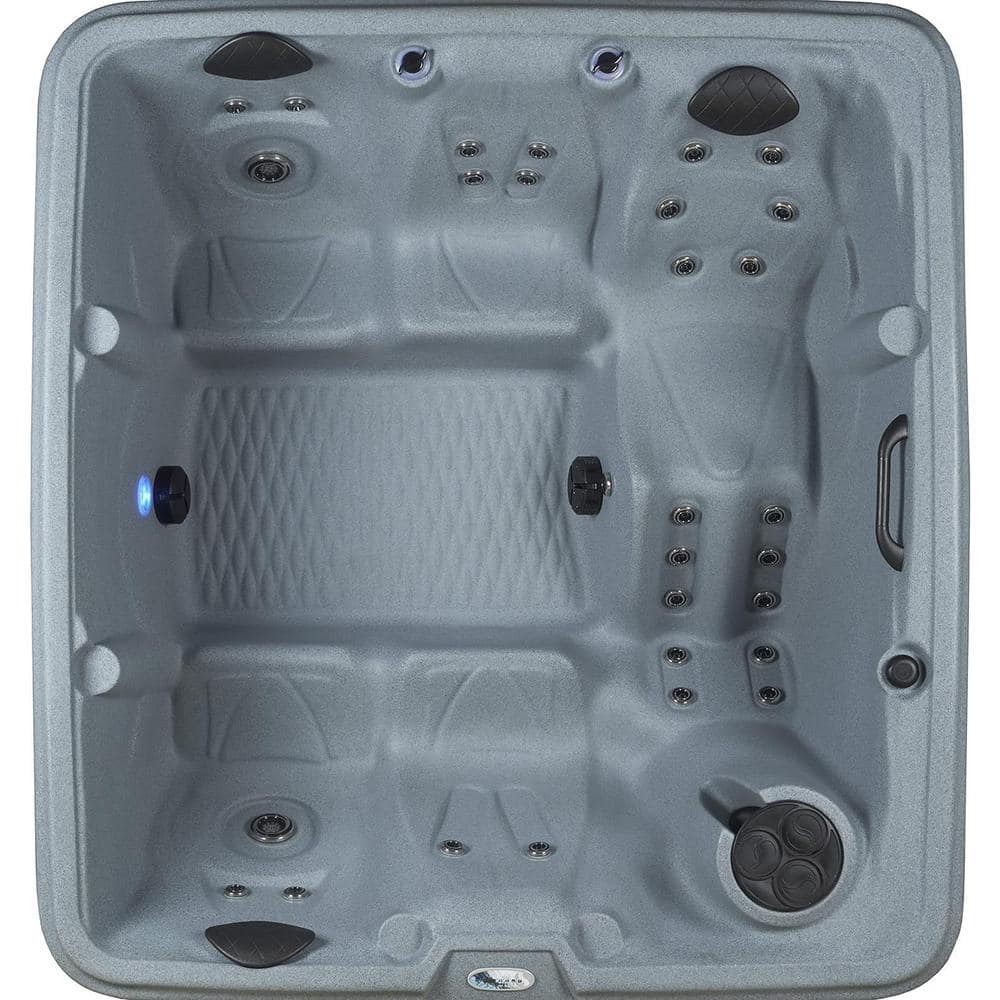 Gray 5-Person Rectangle Electric Hot Tub with 28 Jets