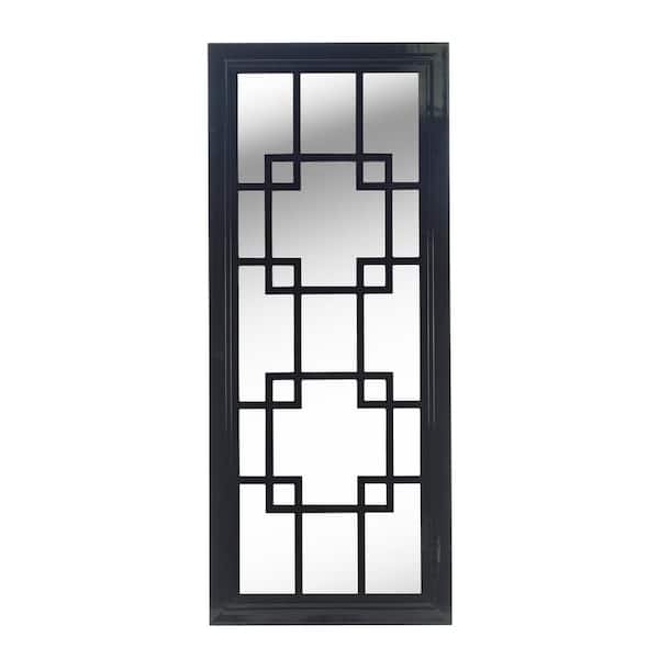 Manor Brook Flightwood 57.875 in. x 24 in. Casual Rectangle Black Wall Mirror