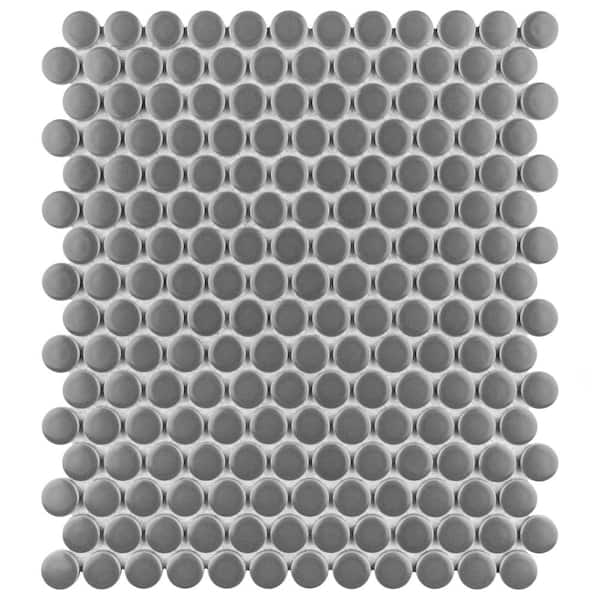 Merola Tile Metro Penny Matte Dark Grey 9-3/4 in. x 11-1/2 in. Porcelain Mosaic Tile (16 sq. ft./Case)