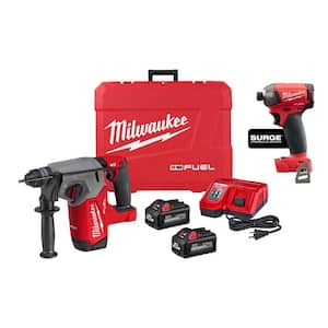 M18 FUEL 18V Lithium-Ion Brushless 1 in. Cordless SDS-Plus Rotary Hammer Kit with w/SURGE Impact Driver