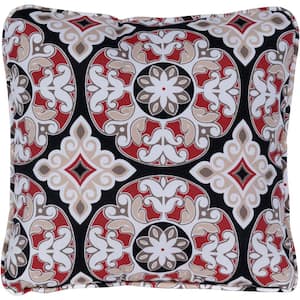 Medallion Red and Black Indoor or Outdoor Throw Pillow