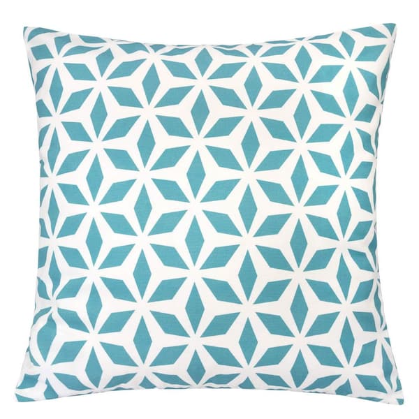 20 x 20 in. Blue Polyester Outdoor Throw Pillow, Waterproof Square Decorative Pillow for Patio Furniture
