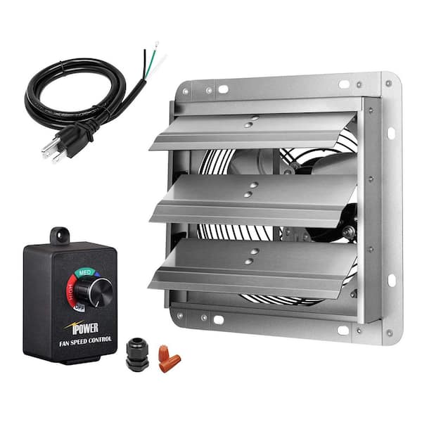 24 in. 4016 CFM Wall Mounted Shutter Exhaust Fan with Speed Controller and Power Cord Kit for Attic,Garage,Louvered Vent