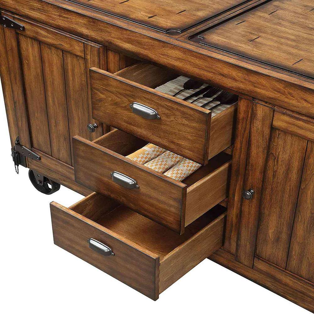 Amelia Antique Tobacco Rolling Kitchen Cart - thumbnail 2