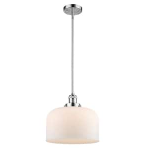 Bell 60-Watt 1-Light Polished Chrome Shaded Mini Pendant-Light with Frosted glass Frosted Glass Shade