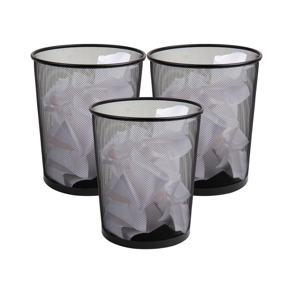 Freestanding Trash Can Waste Paper Basket 11.5 in. L x 11.5 in. W x 13.75 in. H Black 3-Pack price history on PriceWatchPro