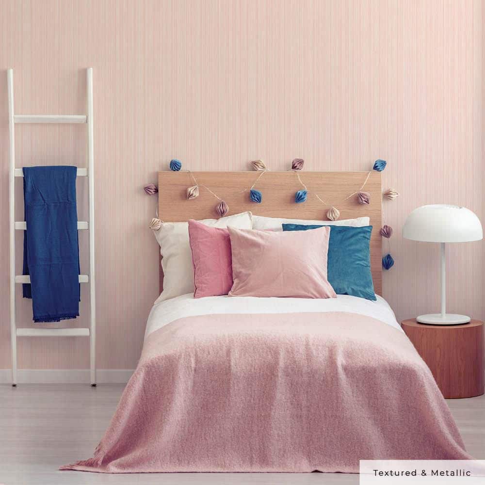 Pink Textured Grasscloth Peel and Stick Wallpaper Roll