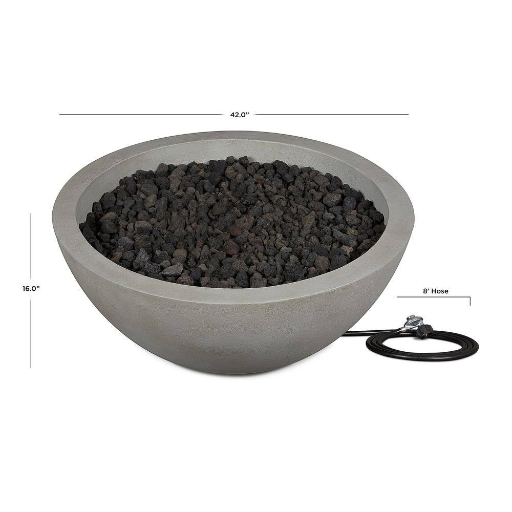 Shade Gray 48" Round Concrete Gas Fire Pit Table