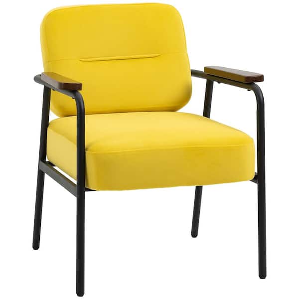 HOMCOM Modern Yellow Accent Chairs with Cushioned Seat and Back (Set of 1)