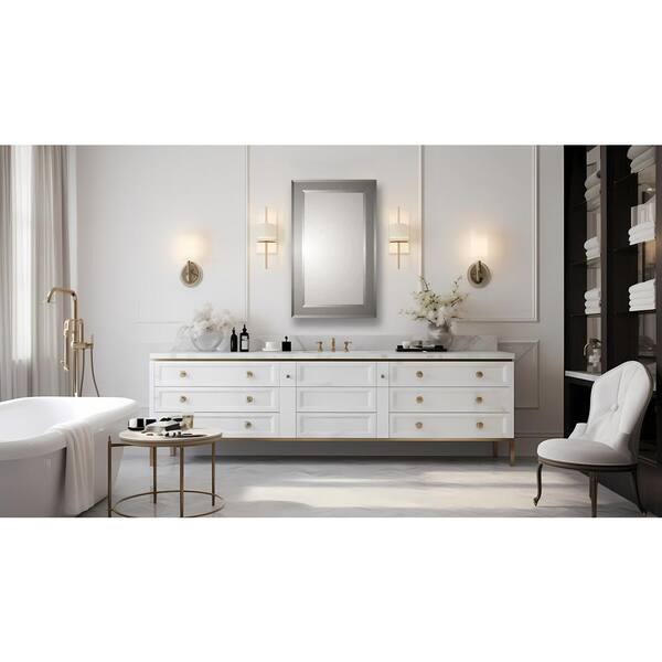 HomeSelects Framington Transitional Styled 16 in. W x 26 in. H Beveled Rectangle Mirror Recessed Bathroom Medicine Cabinet