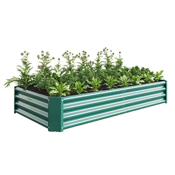 Tenleaf Large Green Metal Raised Garden Bed for Plants, Vegetables, and Flowers