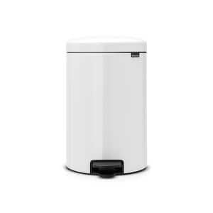 NewIcon 5.3 Gal. White Steel Step-On Trash Can