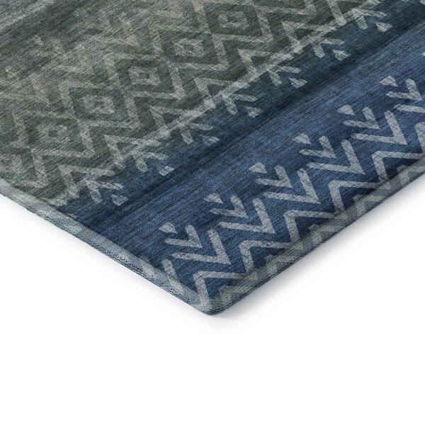 Mayfield Premium Machine Washable Abstract AMF2042 Blue 3 ft. x 5 ft. Area Rug