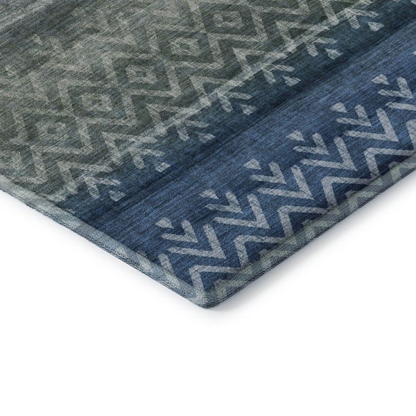 Mayfield Premium Machine Washable Abstract AMF2042 Blue 8 ft. x 10 ft. Area Rug