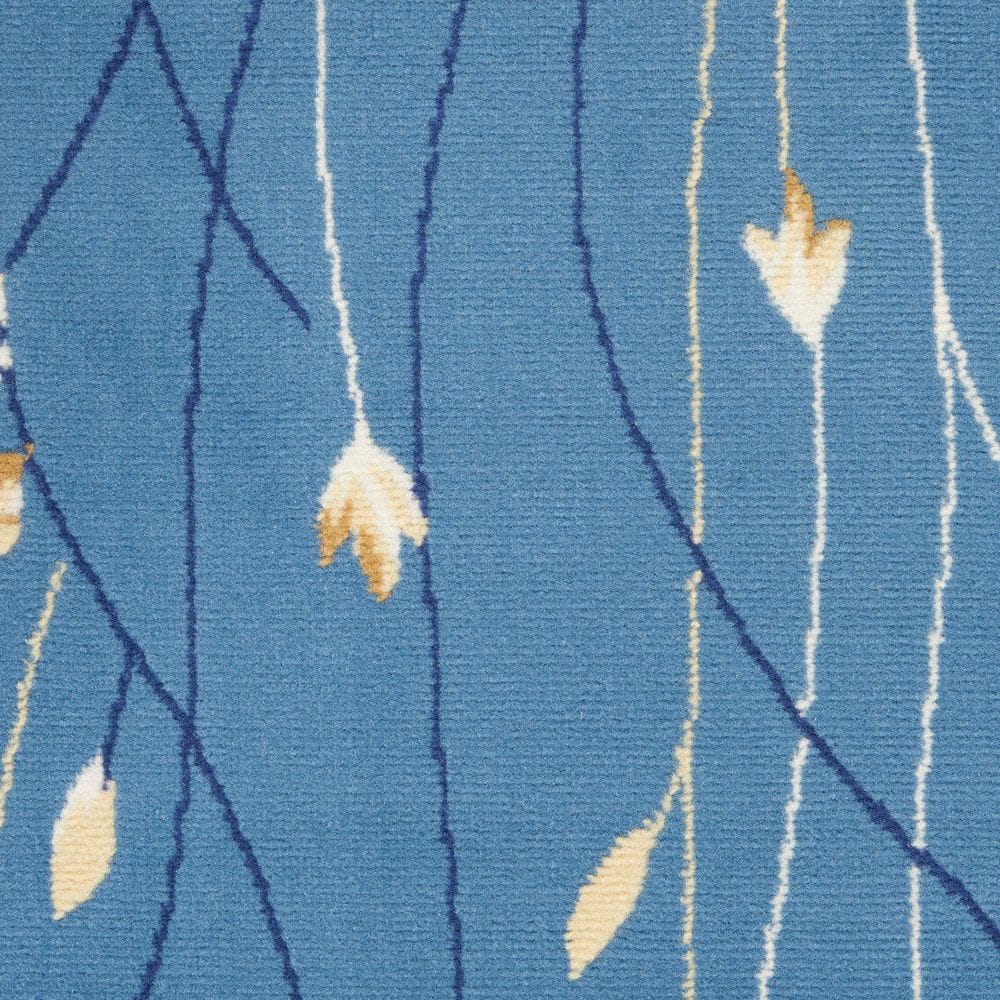 Light Blue Floral Synthetic 5' x 7' Area Rug