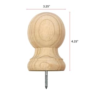 Large Ball Post Top with Pre-Installed Screw - 4.25 in. x 3.25 in. - Unfinished Sanded Pine - DIY Porch and Fence Decor